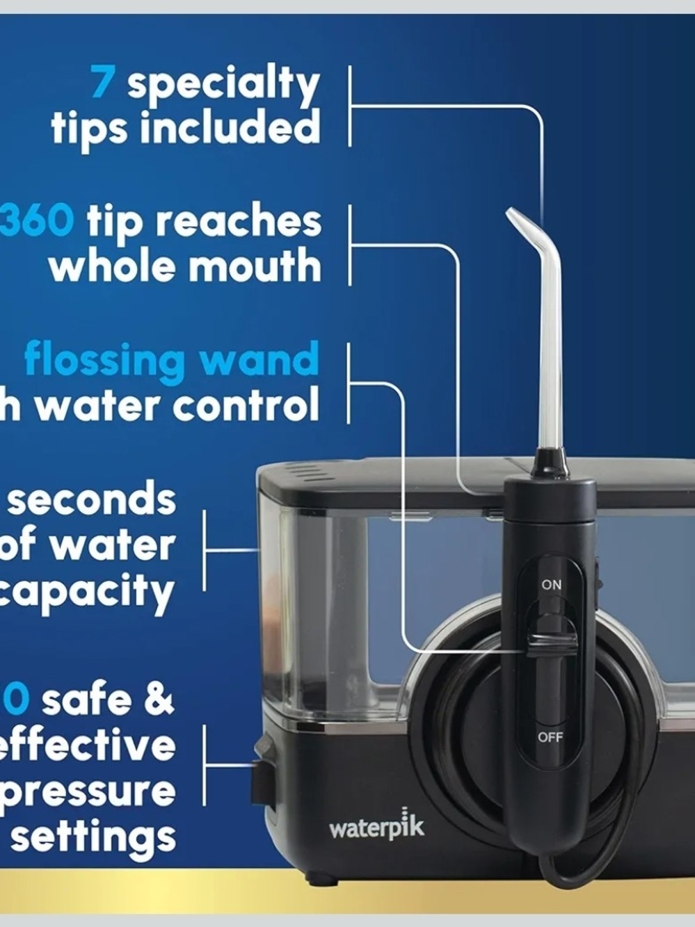 Waterpik ION Professional WF-12 Water Flosser Black Rechargeable 7 Tips - Picture 2 of 6